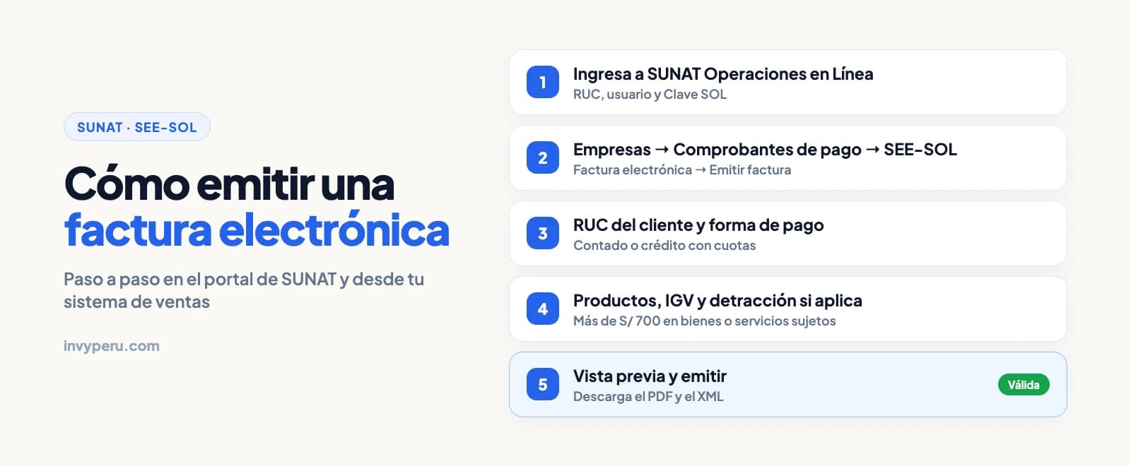 Cómo emitir una factura electrónica en SUNAT paso a paso